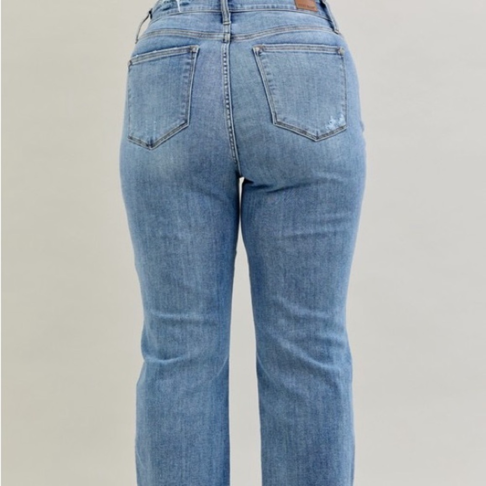 Judy Blue Full Size High Waist Destroy Crop Wide Leg Jeans Plus Size - Picture 11 of 16